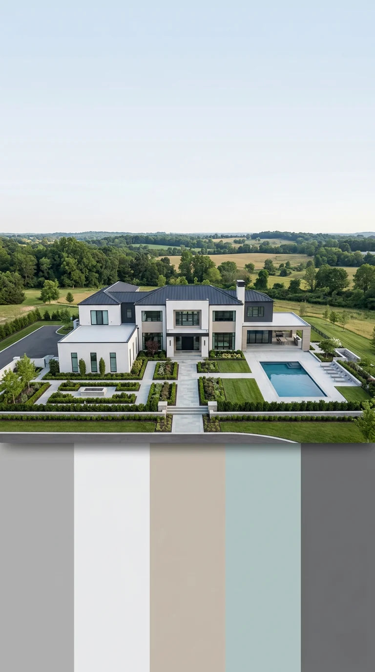 Vue aérienne par drone d'un domaine contemporain